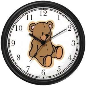 Plain Teddy   Bear Animal Wall Clock by WatchBuddy Timepieces (Slate 