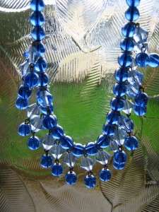 VINTAGE ART DECO BLUE VENETIAN GLASS NECKLACE 1920S  