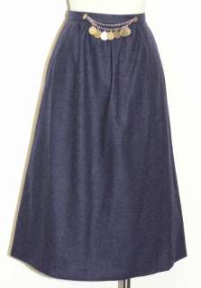 NAVY BLUE WOOL German Straight A LINE Suit SKIRT 40 6 S  