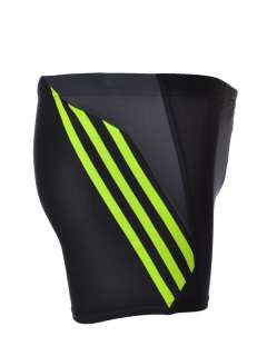 Adidas 3 Stripe Junior Black/Neon Swimming Boxer Trunk   Boys Swim 