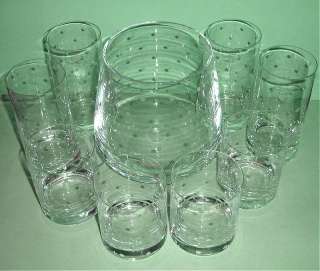 Kate Spade Larabee Dot Crystal Ice Bucket & 8 Glasses (4 Highballs/4 