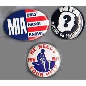   Prisioners of War, Missing in Action, pinback buttons 
