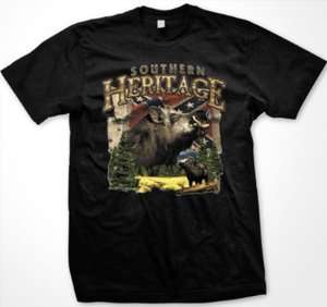   Heritage Wild Boar Mens T shirt Confederate Flag Wild Hog Hunting Tees