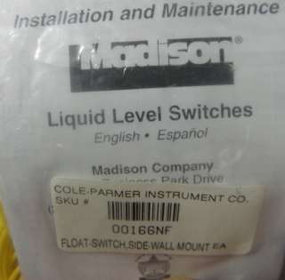 Madison Kynar Liquid Level switch; M9700; 20 FT LEADS  