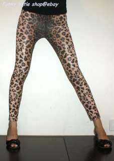 88cm shiny brown leopard print leggings tight pants punk rock emo 