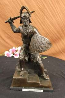 Signed Lange Roman Gladiator Spartan Warrior Bronze Sculpture Statue 
