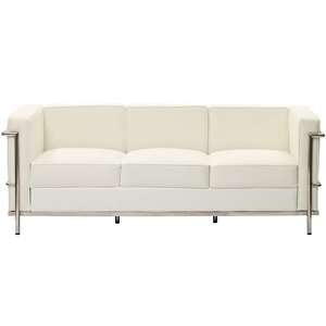  Le Corbusier Style LC3 Sofa in Genuine White Leather
