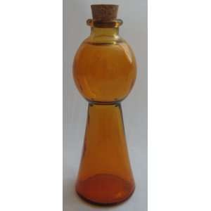  Amber Colored Corked Glass Bottle 7.5 in Tall Everything 