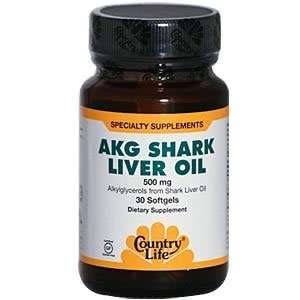  Country Life   Akg Shark Liver Oil, 30 capsules, Pack of 3 