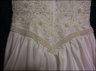 Size 12 Pearled Bodice White Wedding Dress w Train  