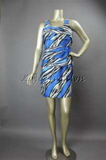 179.50 New MICHAEL KORS Blue Black White Zebra Stripe Dress 10  