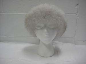 56233 New White Natural Blue Fox Fur Headband Wrap Hat  