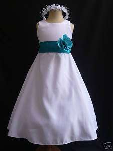 FLOWER GIRL DRESS NEW CO5 WHITE PAGEANT ALL SIZE  