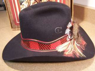 Black Charlie 1 Horse Western / Cowboy Hat w/ Back Oval Stone & Snake 