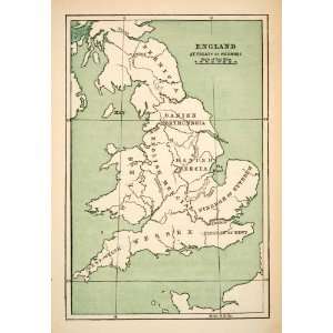  1884 Wood Engraved Map England Treaty Wedmore Danish Wales 