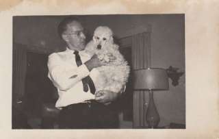 OLD Vintage DEco lamp photo Man with White Poodle dog  