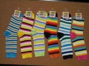 12 Pairs Womens Cotton Striped Crew Sport Socks   NEW  