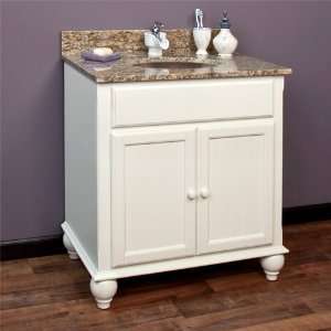 30 White Vanity   Hammered Copper Sink   1 Faucet Hole   3/4 Granite 