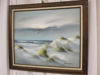 Wood Frame With Oil Painting Of Seacape By Remington  