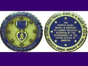 Purple Heart Military Challenge Coin 2 Large St  