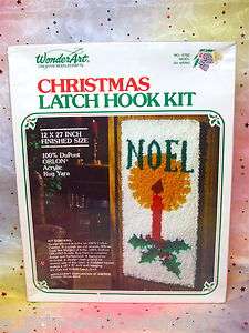   Hook Rug/Wall Hanging Kit,Noel,Candle&Holly,Orlon,12x27,NIB  
