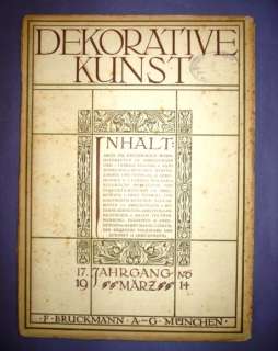 1914 DECORATIVE KUNST GERMAN MAGAZINE BOOKLET ANTIQUE  