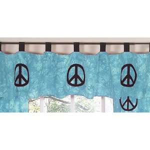 Peace Sign Blue Window Valance
