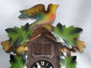 Vintage German Musical Cuckoo Clock ~ Painted Bird and Nest  