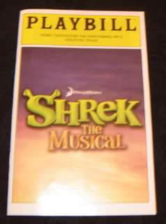 Playbill SHREK Broadway National Tour @ Hobby, ticket  