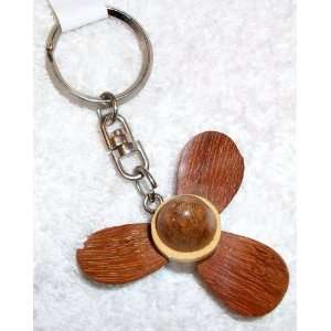 com Wooden Hand Crafted Wind Mill Fan Key Ring, Key Chain, Key Holder 