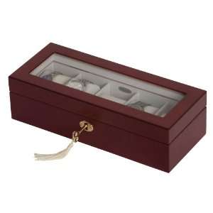   Mele & Co. Chase Locking Glass Top Watch Box in Walnut Finish Jewelry