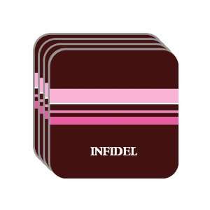 Personal Name Gift   INFIDEL Set of 4 Mini Mousepad Coasters (pink 