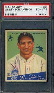 1934 Goudey WESLEY SCHULMERICH #54 Reds   PSA 6  