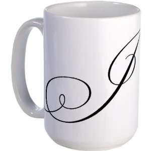 Letter J Cursive Initial Vintage Large Mug by   