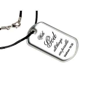  With God All Things Are Possible   Military Dog Tag Black 