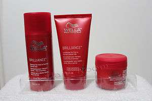 Wella Brilliance Shampoo, Conditioner, Treatment   Travel Size (Fine 