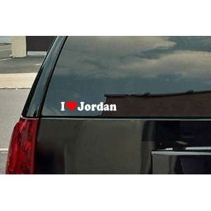  I Love Jordan Vinyl Decal   White with a red heart 