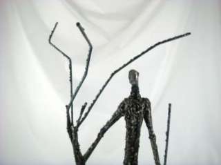 Vintage Abstract Modern Metal Man & Tree Art Sculpture  