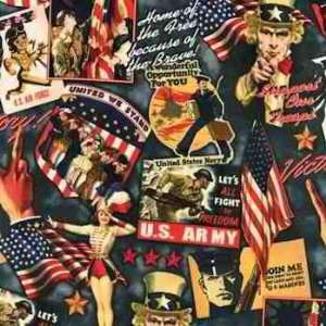 RK10967 4 Patriots by Robert Kaufman Fabrics, Uncle Sam and Military 
