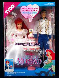 Princess Ariel Prince Eric Wedding Day Little Mermaid Tyco Disney Doll 
