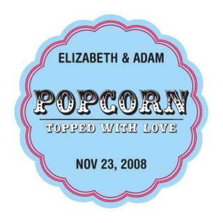   Popcorn Topped with Love Wedding Favor Sticker Wedding Favor