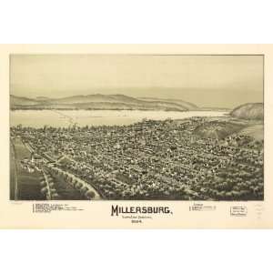  Historic Panoramic Map Millersburg, Dauphin County 