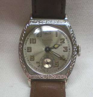   1924 Mens Bulova Art Deco Wrist Watch Triple Hinged Case 10AP Movement