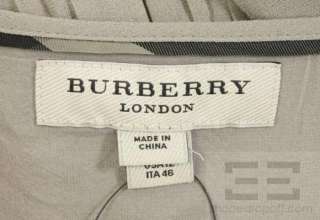 Burberry London Taupe Silk Pleated 3/4 Sleeve Dress Size US 12  
