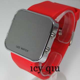 LED Watch Digital Date Quartz Sport Watch Gift Red E1  