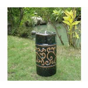 Etruscan Ceramic Fire Pot   for Walkways or Table Center Piece, Blue 