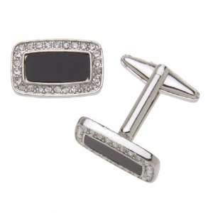  Old Hollywood Style Cufflinks with Clear Crystals and Onyx 