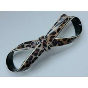  Charles J. Wahba   Large Bow Barrette in Leopard Finish 