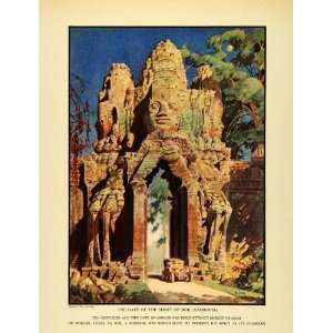   Arch Ruin Khmer Empire Warrior   Original Color Print