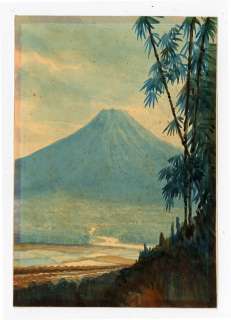 Watercolour FJIREMAI INDONESIA JAVA VOLCANO 1933  